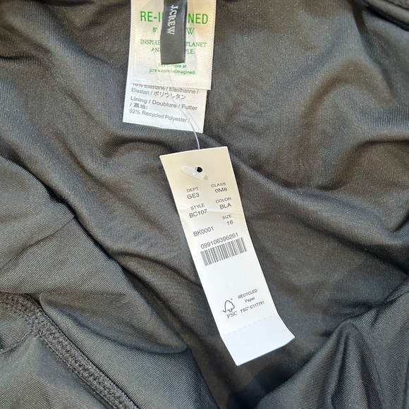 NWT J. Crew Ruffle Plunge One Piece Swimsuit 16 black beach swim vacation - Picture 9 of 12